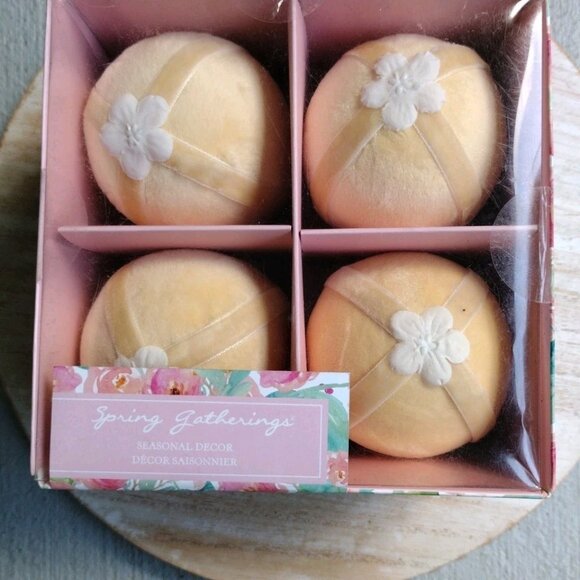 Spring Gatherings Velvet Eggs Set of 4 Spring Easter Bowl Filler Decor NEW - Picture 3 of 5